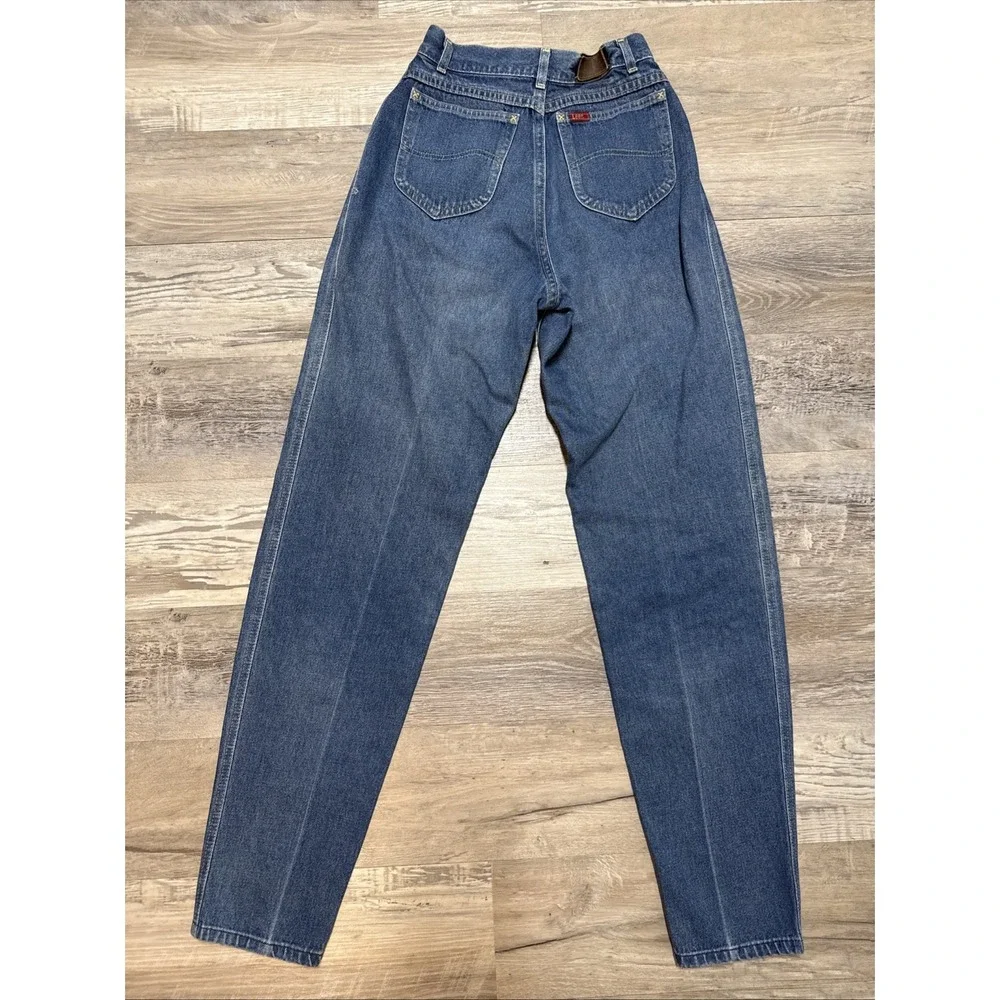 VTG 80s Lee  High Waist Tapered Mom Jeans Pleated Front Size 6‎